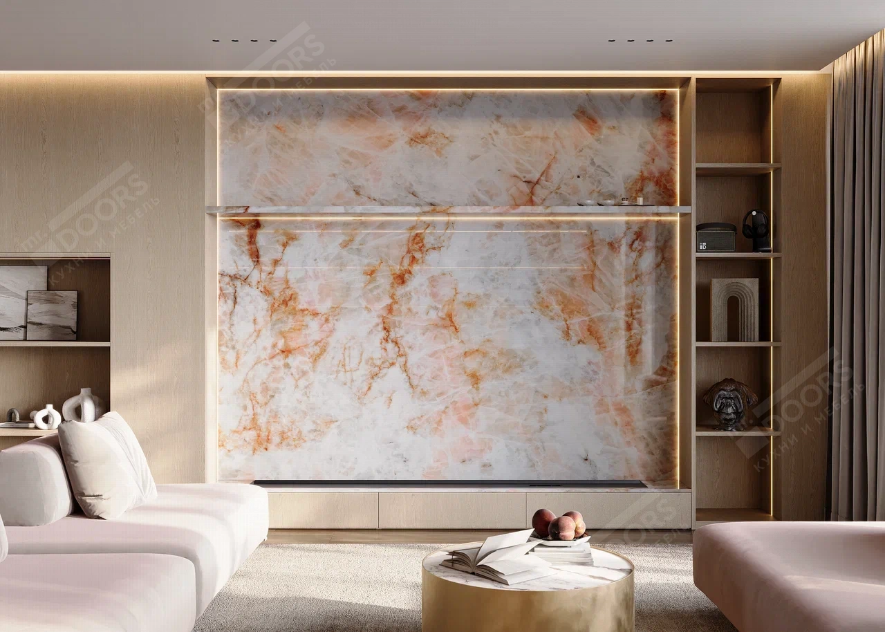 Гостиная со столешницей из кварцита