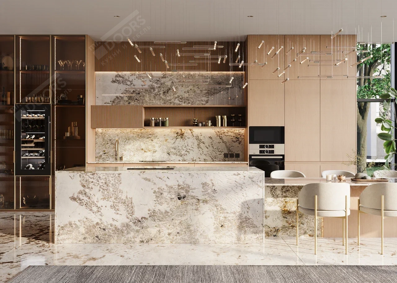 Кухня в стиле модерн со столешницей из гранита